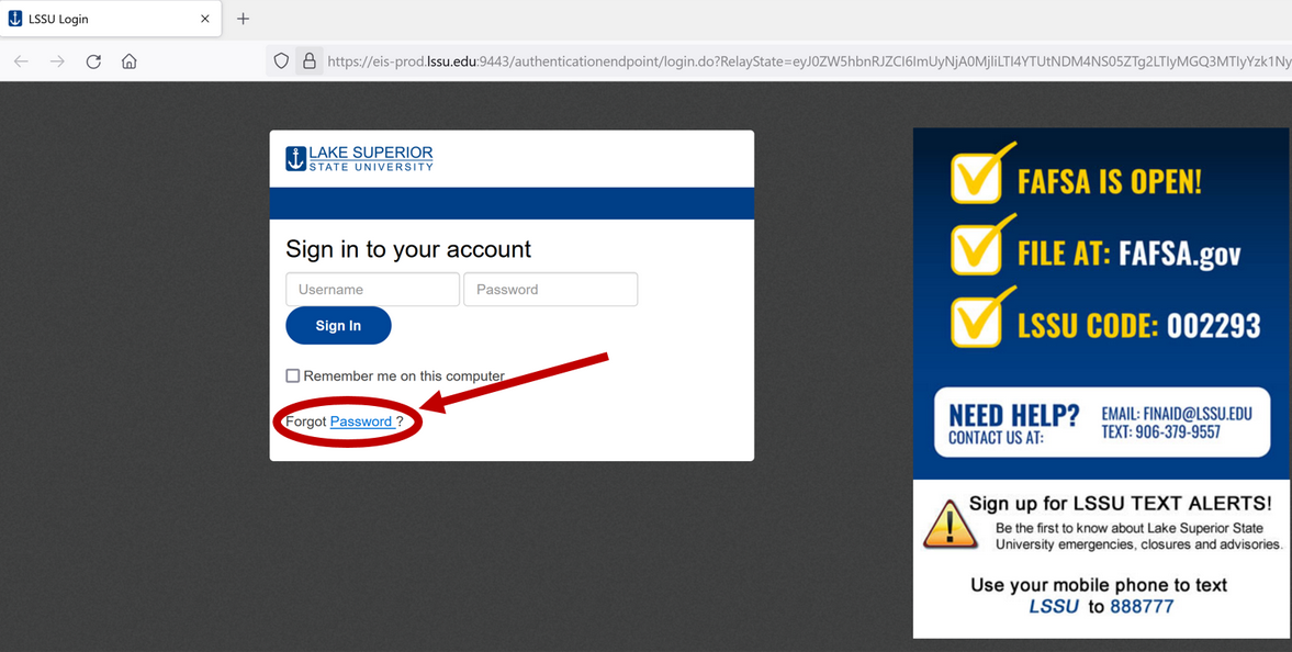 Forgot Password link