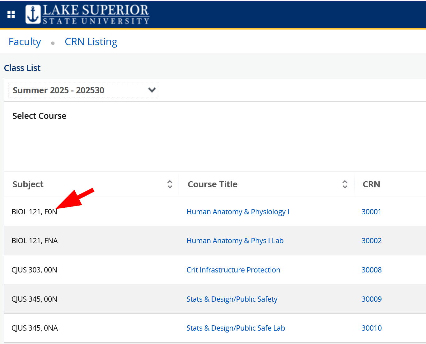 Select the course